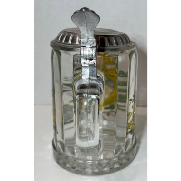 Vintage German Glass Beer Stein With Lid & Bavaria Coat Of Arms Design - Picture 4 of 10